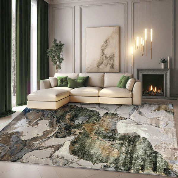 Covor Apuseni Modern Pete Gri Verde H558A