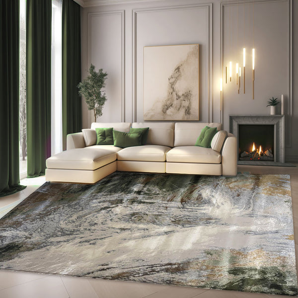 Covor Apuseni Modern Pete Gri Verde H557A